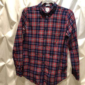 J Crew Women’s Plaid Shirt BoyFit red Blue 100% cotton Size S